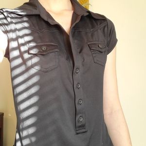 Black short sleeve button down top. Super comfy!!